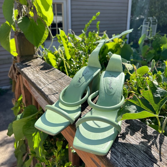 Free People Parker Pillow Green Heels Women’s 7 - Picture 3 of 5